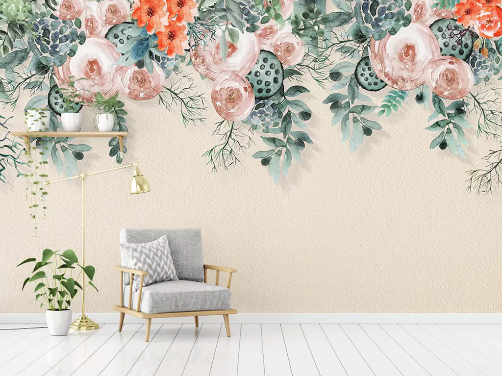 Vintage Vine Blossom Nostalgic Flower Removable Wallpaper