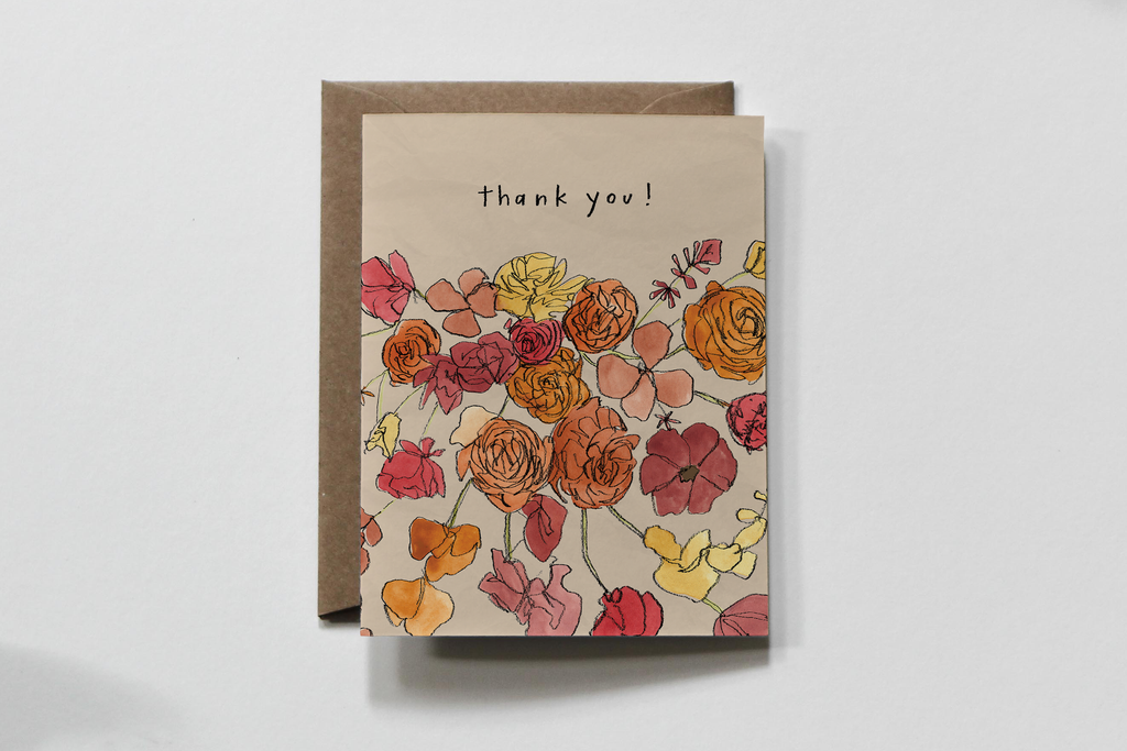 Lowercase | Grateful Muted Florals Thank You Greeting Card