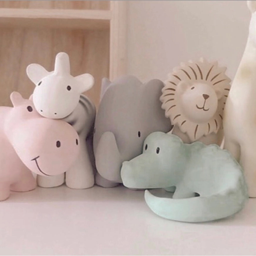 Crocodile - Natural Organic Rubber Teether, Rattle & Bath Toy