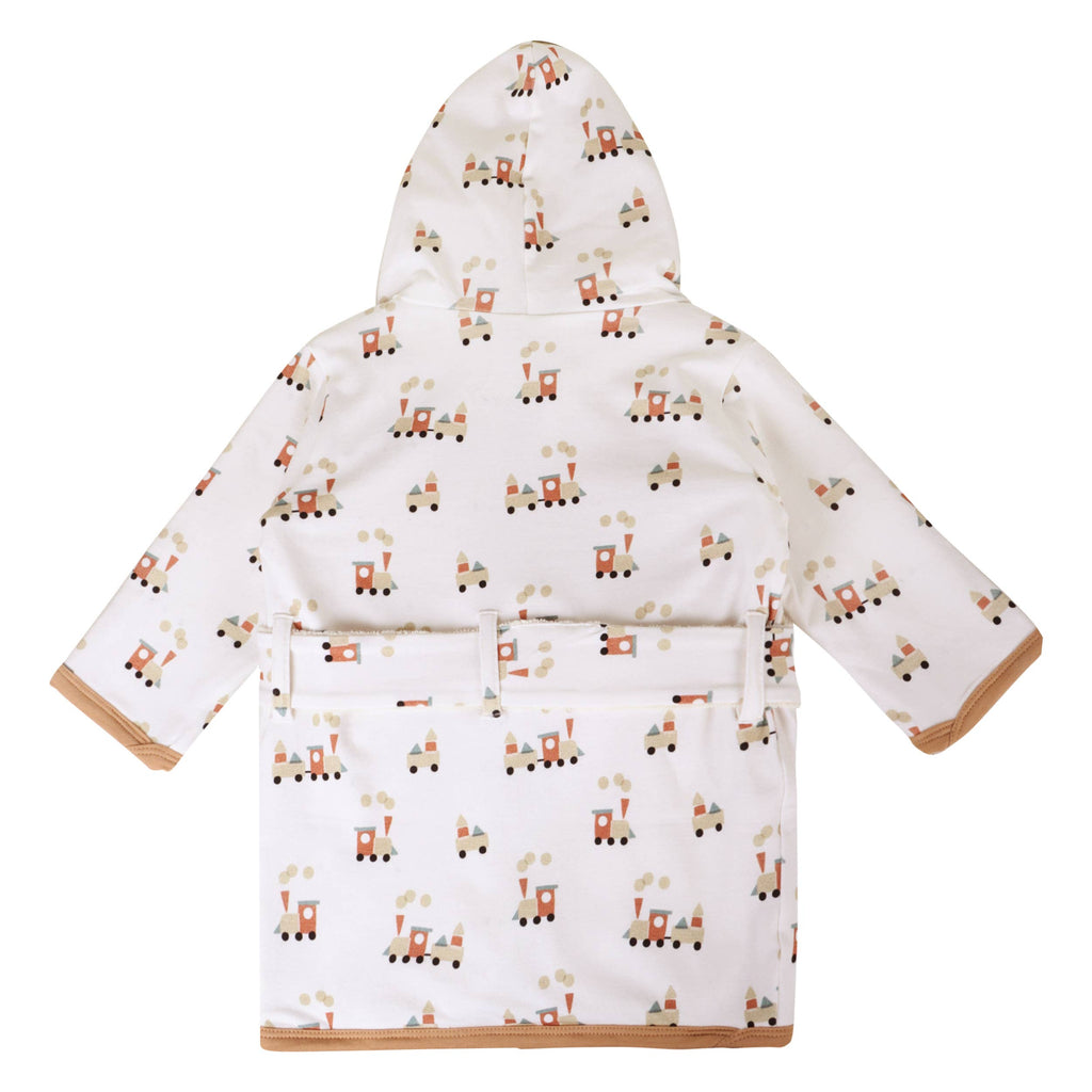 Train Hooded Baby Bathrobe (Organic Cotton): Natural / 0-9M (One Size)