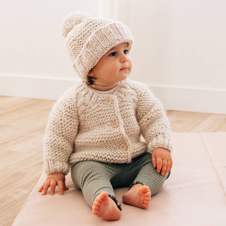 Natural Garter Stitch Cardigan Sweater Baby & Toddler: 2-3T