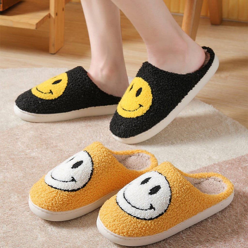 Smiley Face Plush Slippers