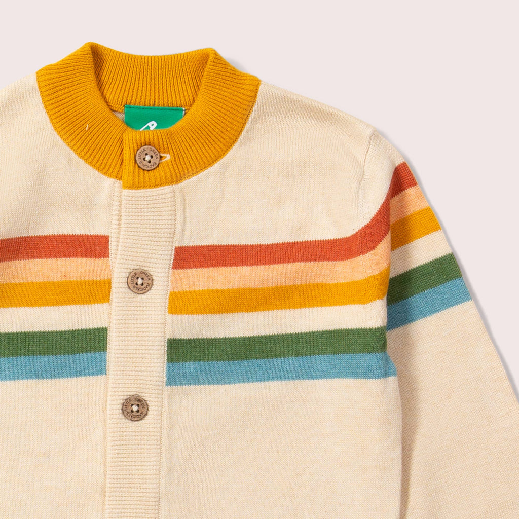 From One To Another Oatmeal Rainbow Stripes Knitted Cardigan: Rainbow Striped Knit / 12-24M
