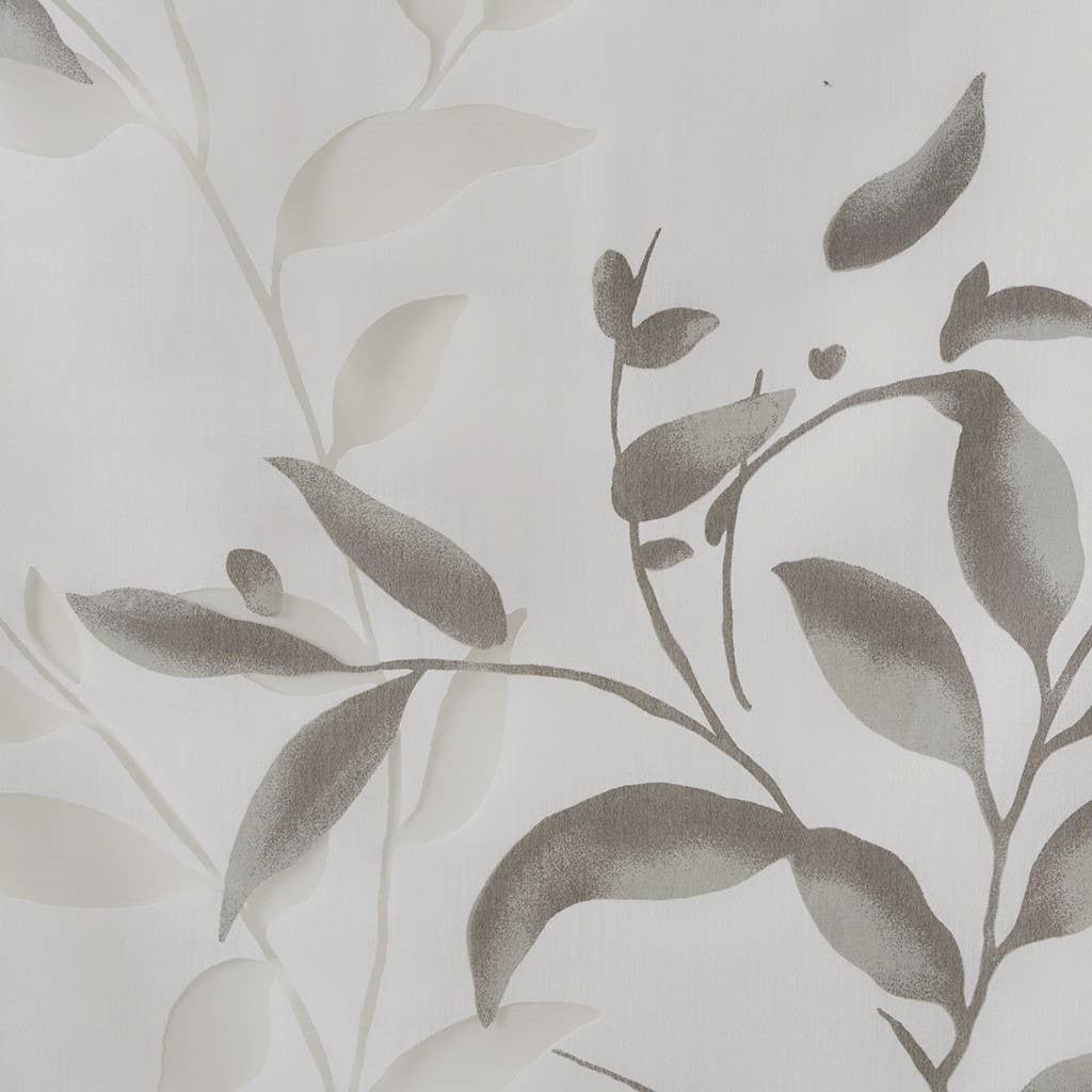 Devore Botanical Shower Curtain with Liner, Grey