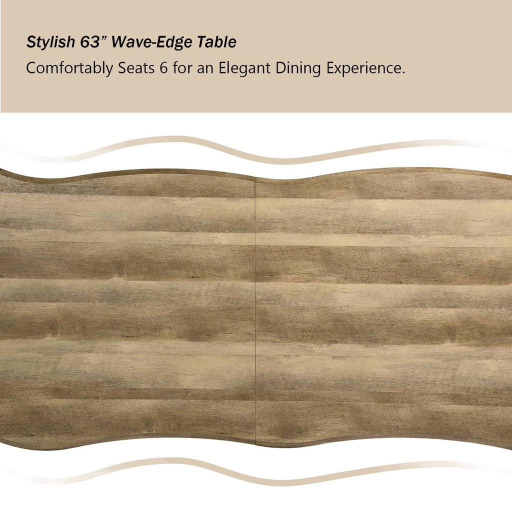 63in Natural Rustic Wood Live Edge Dining Table for 6 people: Rustic Oak