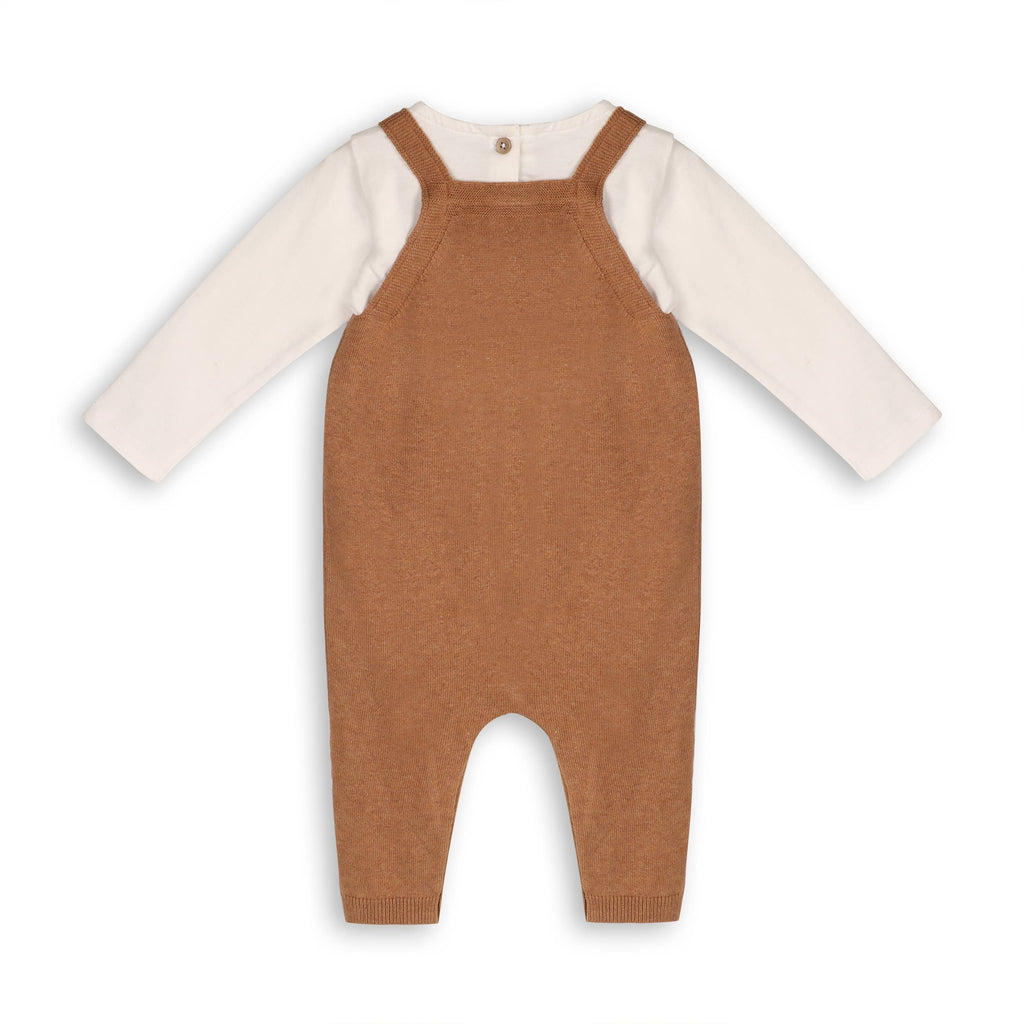 Bear Sweater Knit Baby Overall & Bodysuit Set (Organic): Chai Spice / 12-18M