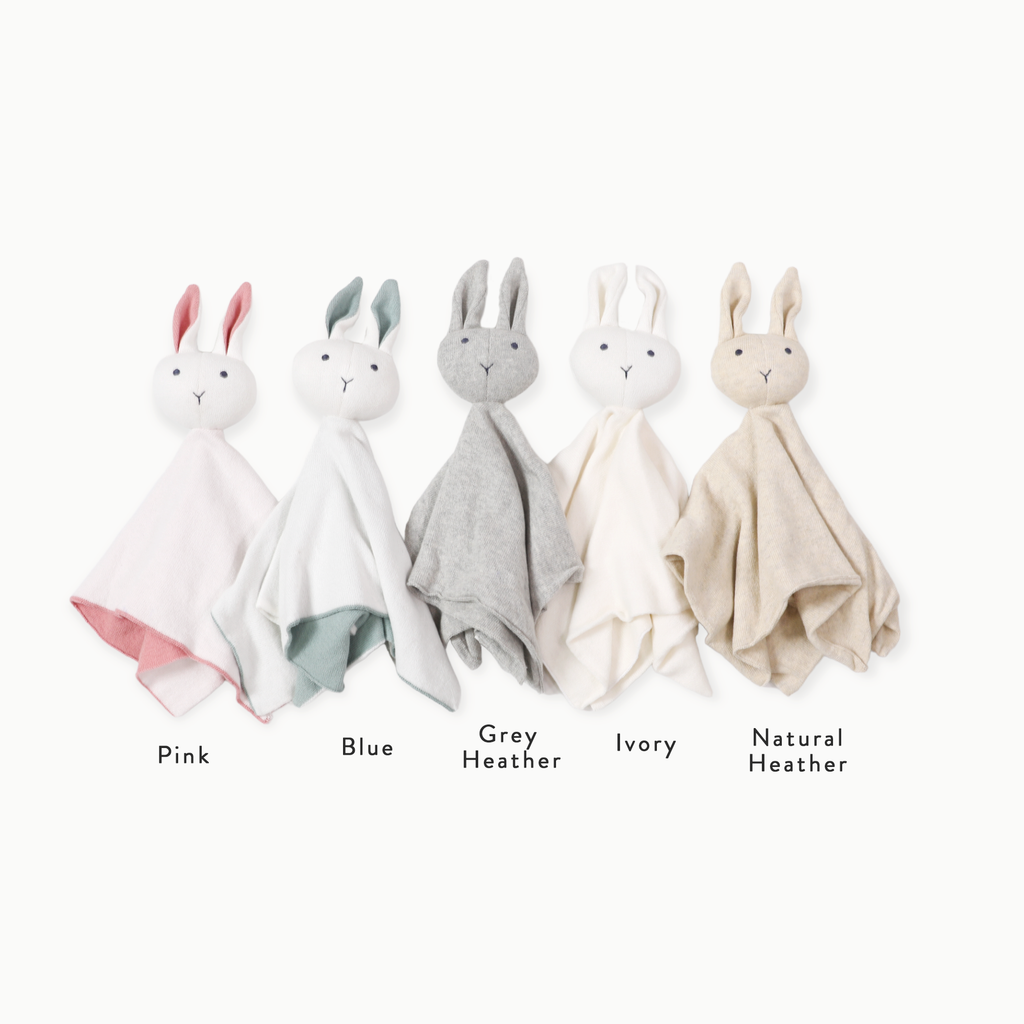 Bunny -Organic Baby Lovey Security Knit Blanket Cuddle Cloth: Natural Heather