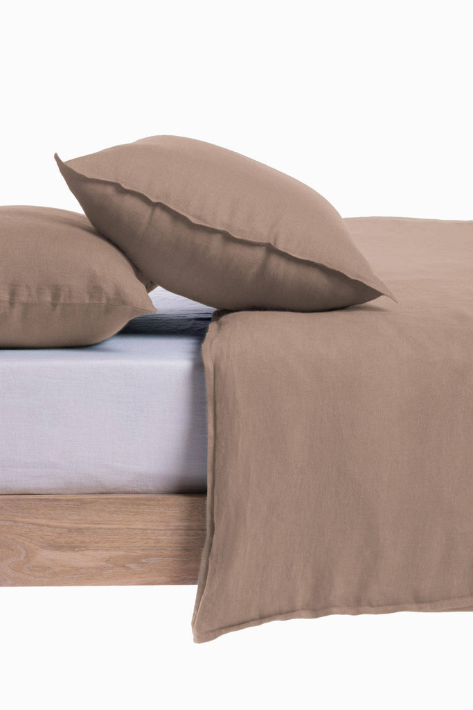 Linen Slumber Solid Duvet Cover-Cinnamon Brown