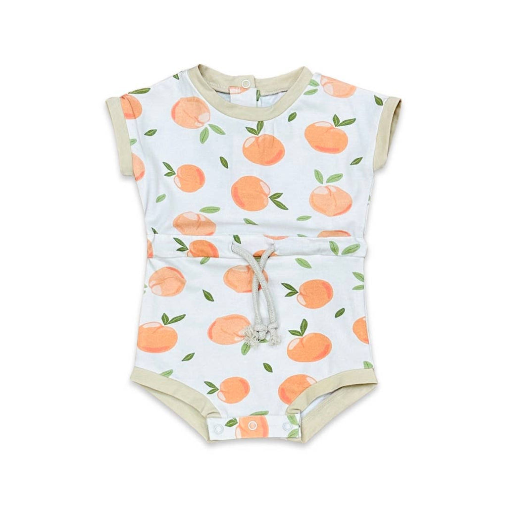 Peaches Tie Baby Playsuit Romper (Organic Jersey): 0-3M / Natural