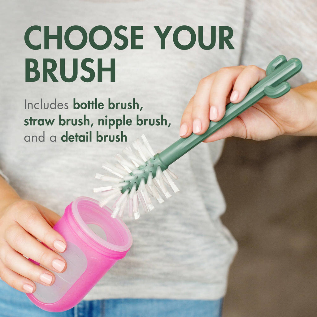 TOMY Boon Cacti Bottle Cleaning Brush Set - Dark Green