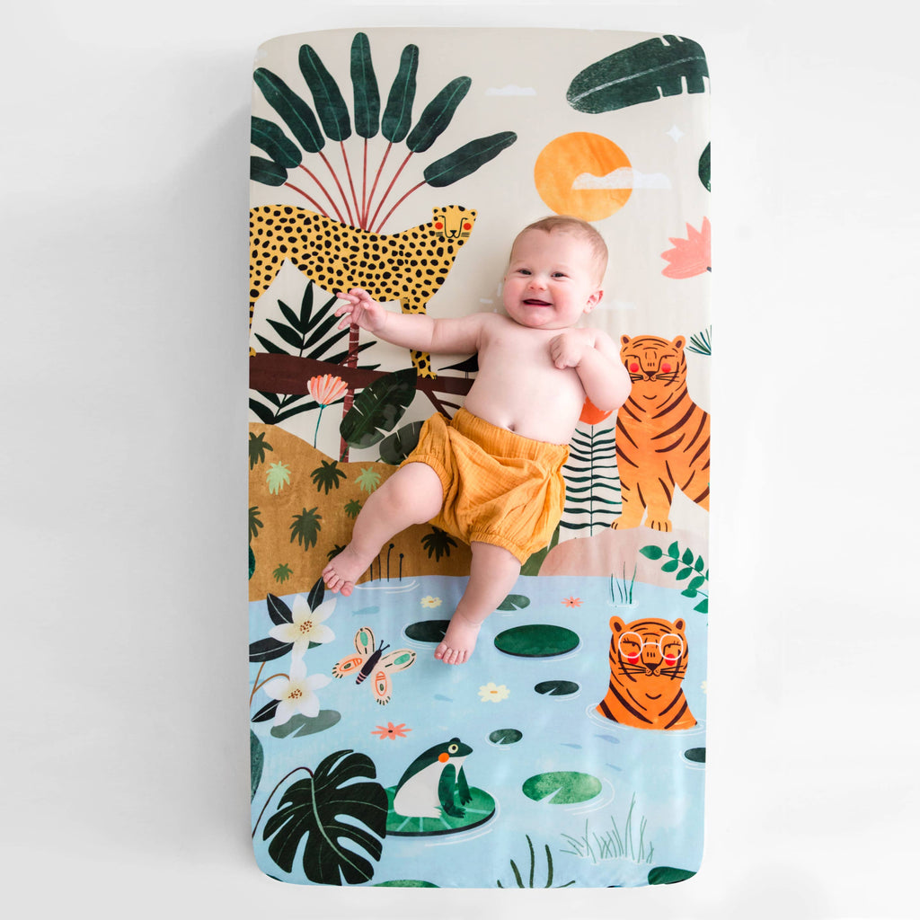 Cotton Sateen Crib Sheet: In The Jungle