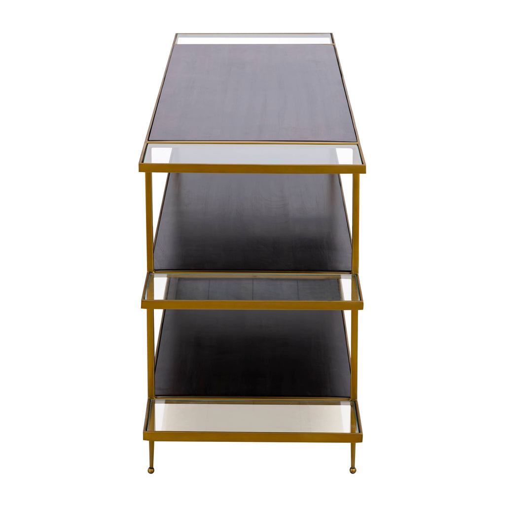 Carrick Modern 3-Tier Brass Metal and Wood Console Table