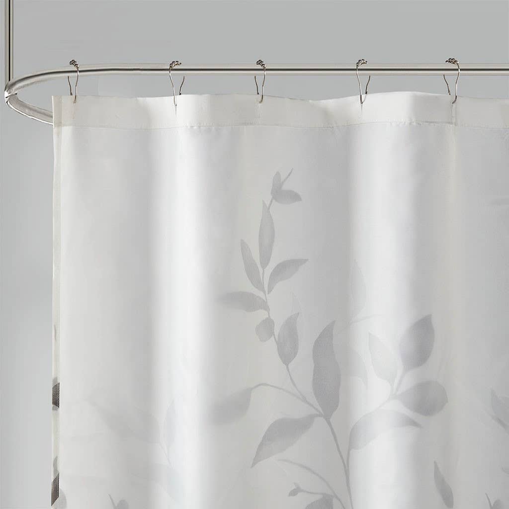 Devore Botanical Shower Curtain with Liner, Grey
