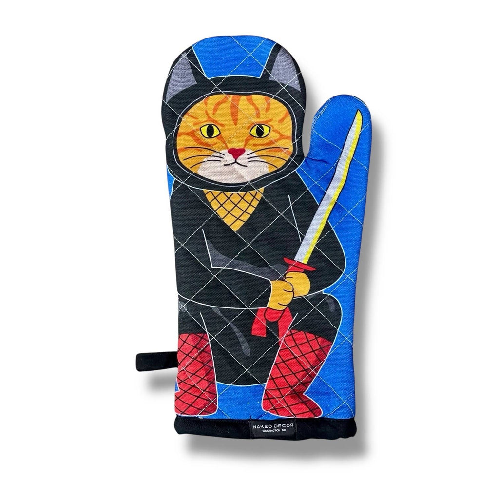 Japanese Orange Tabby Kitty Cat Ninja Oven Mitt  