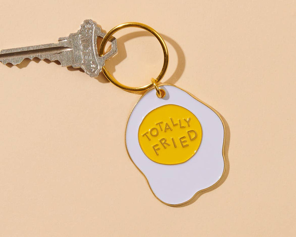 Totally Fried Egg Enamel Food Keychain - Foodie, Bakery