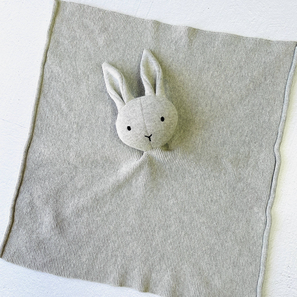 Bunny -Organic Baby Lovey Security Knit Blanket Cuddle Cloth: Natural Heather