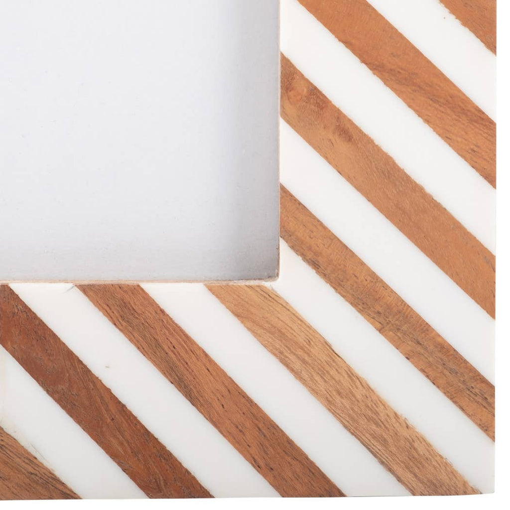 Resin Wood Herringbone Lines Photo Frame - Brown, 4x6 in.