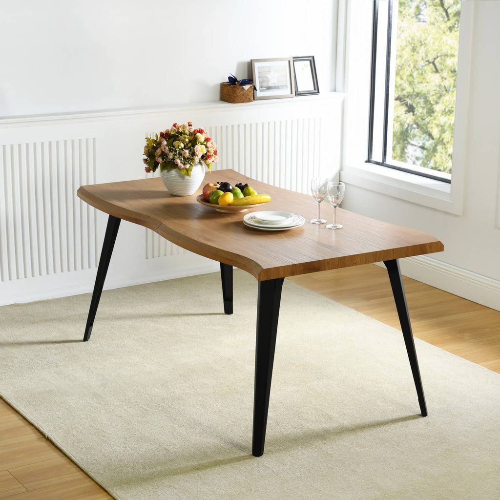 63in Natural Rustic Wood Live Edge Dining Table for 6 people: Rustic Oak