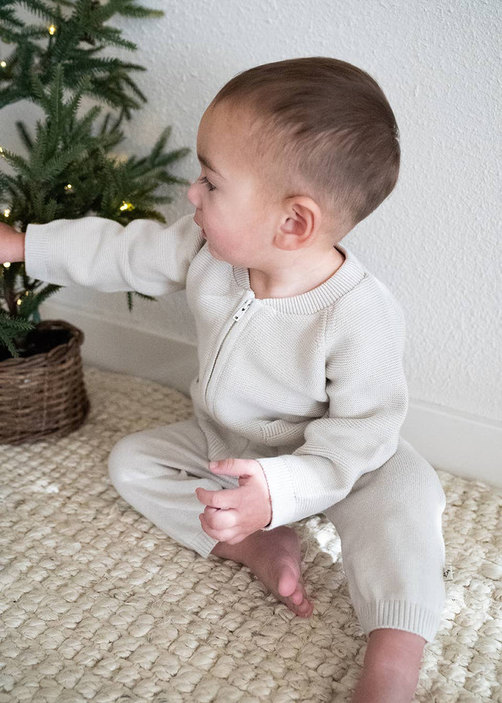 Baby Side Pocket Sweater Knit Pants (Organic Cotton): Cafe Latte / 6-12 Month