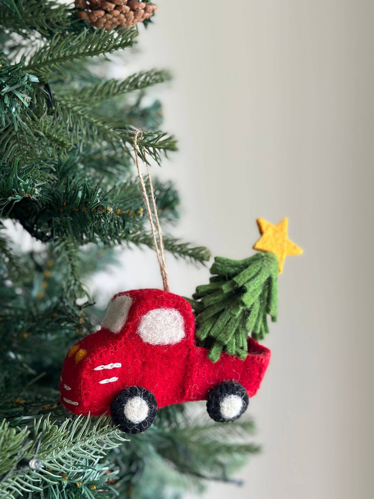 Christmas Pickup Truck Felt Ornament