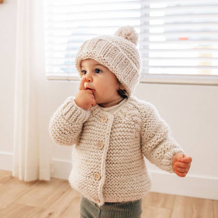 Natural Garter Stitch Cardigan Sweater Baby & Toddler: 2-3T