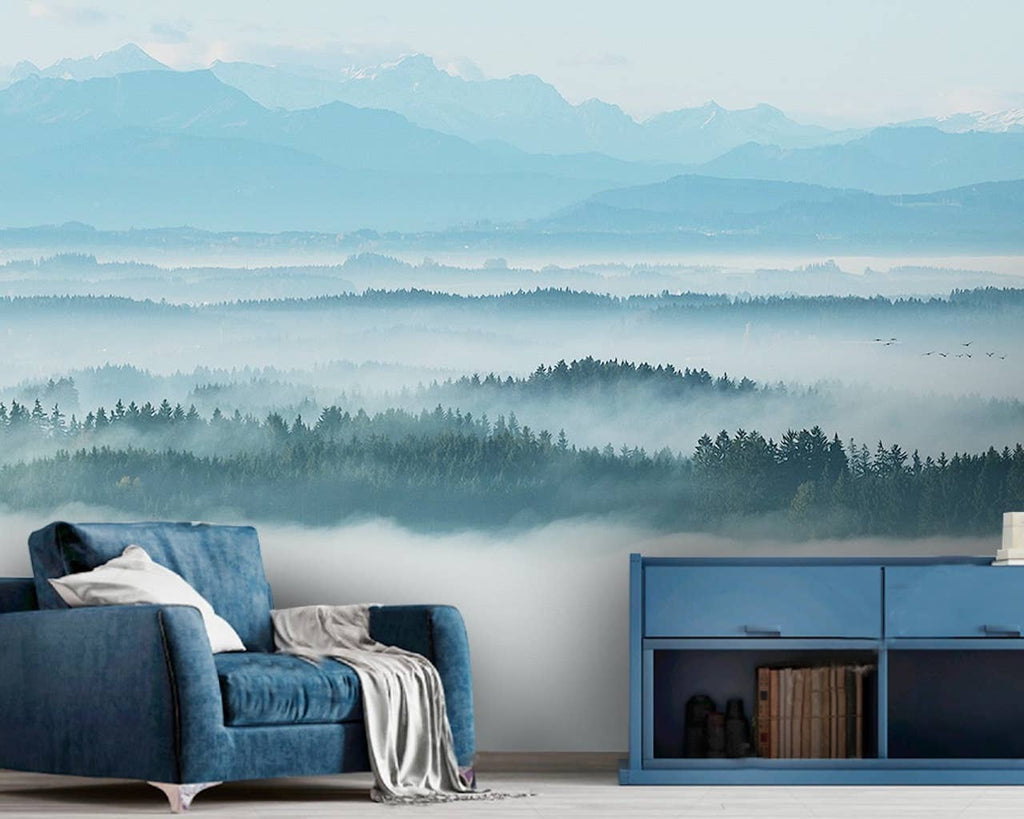 Misty Nature Mountain Non-Woven Removable Wallpaper