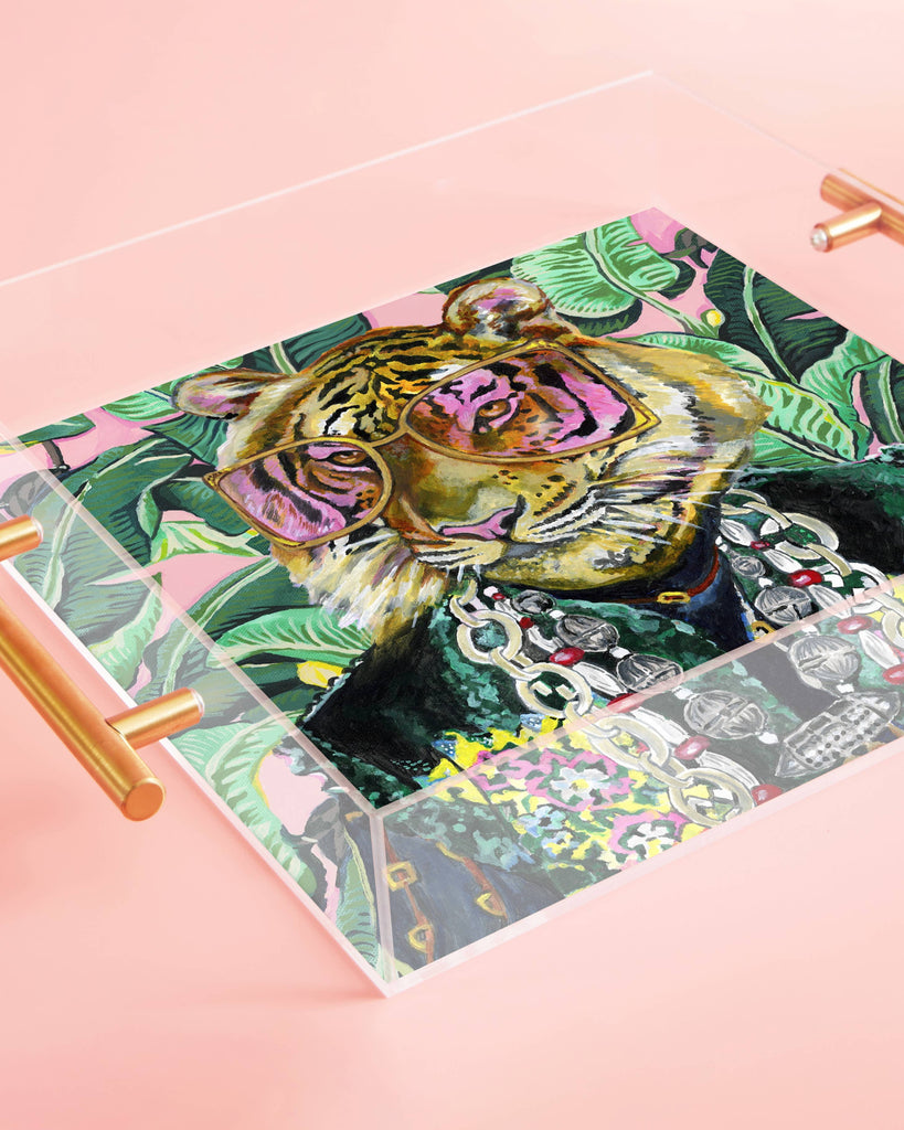 Toby The Tiger Acrylic Tray With Gold Handles