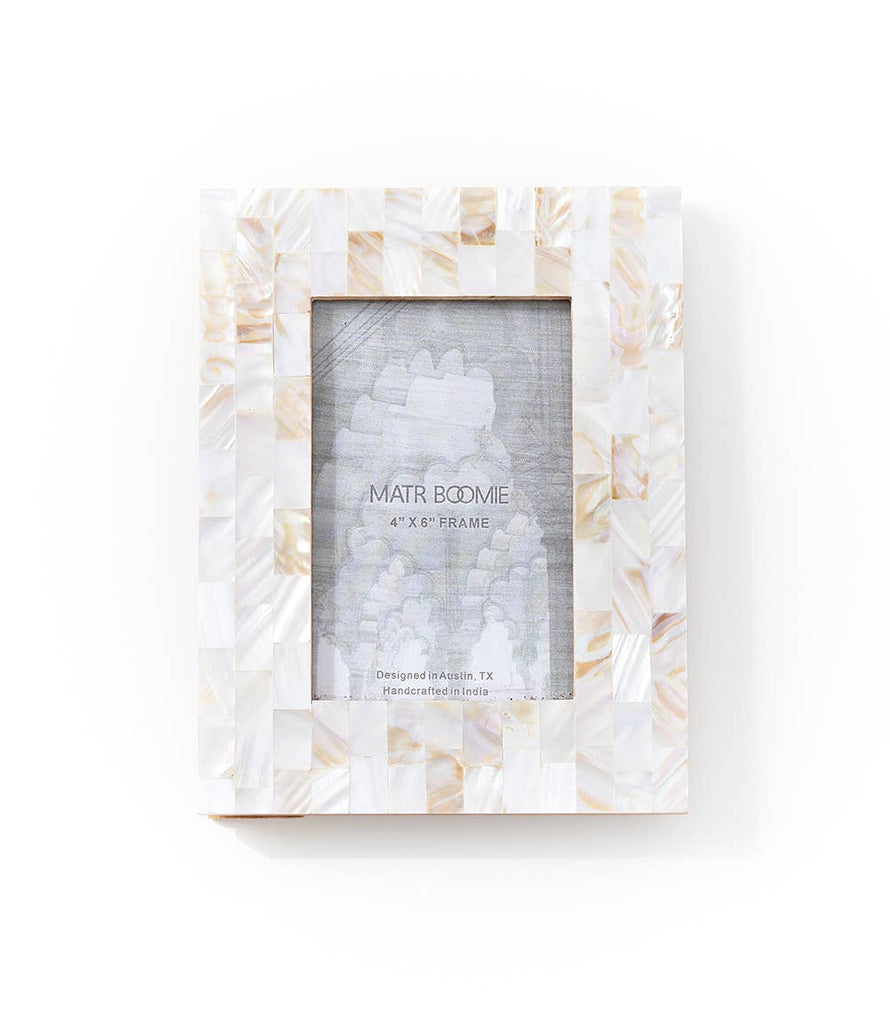 Chitra 4x6 Mother of Pearl Picture Frame - Hand Carved