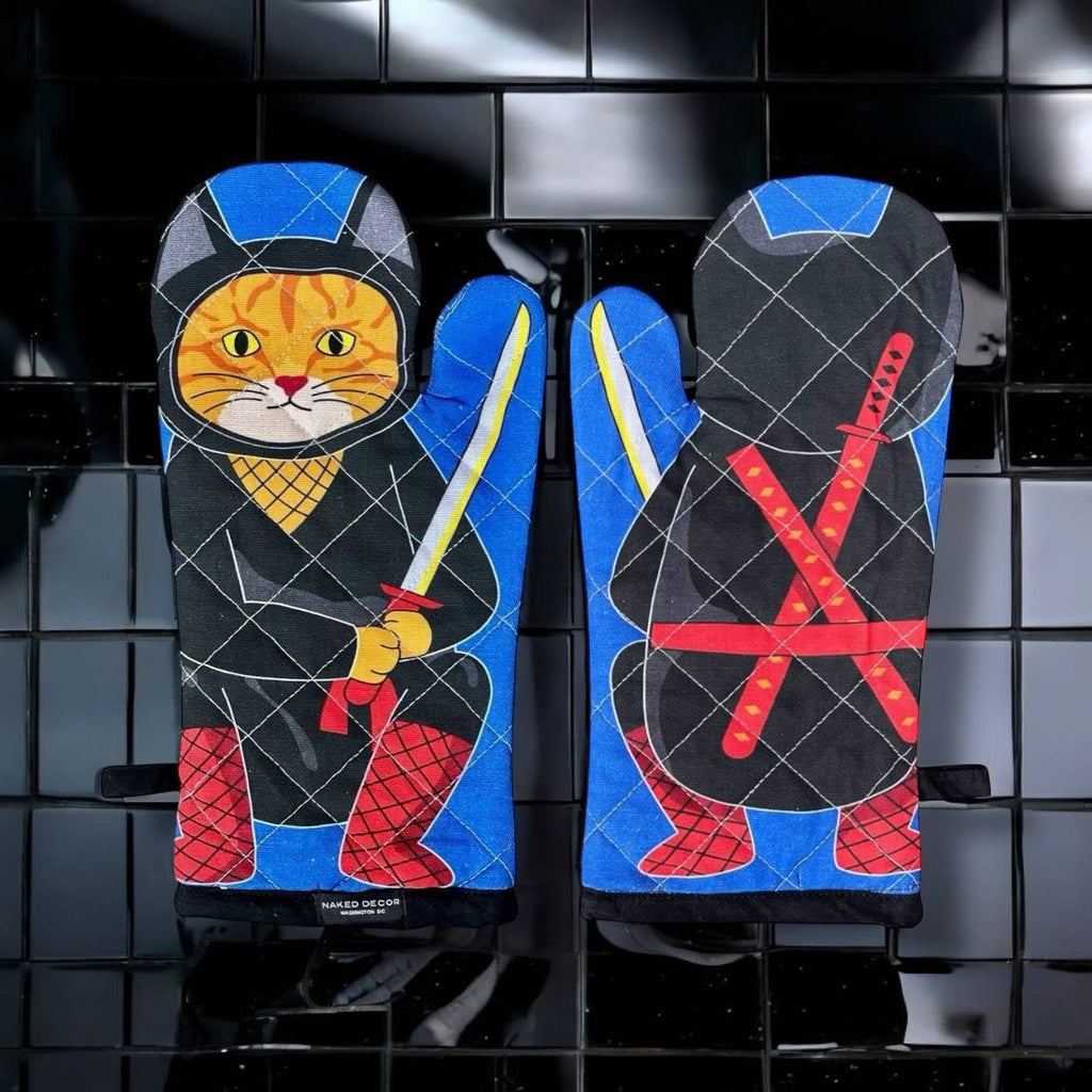 Japanese Orange Tabby Kitty Cat Ninja Oven Mitt  