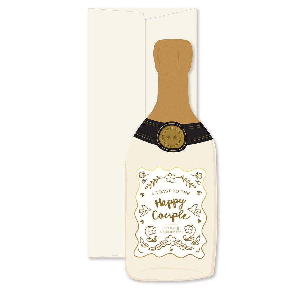 Happy Couple Champagne Bottle Greeting Card