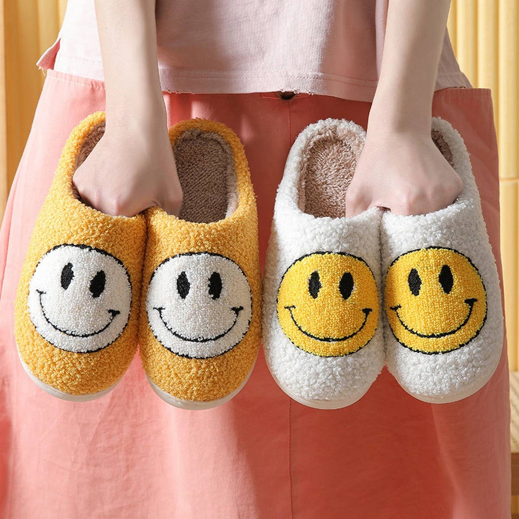 Smiley Face Plush Slippers