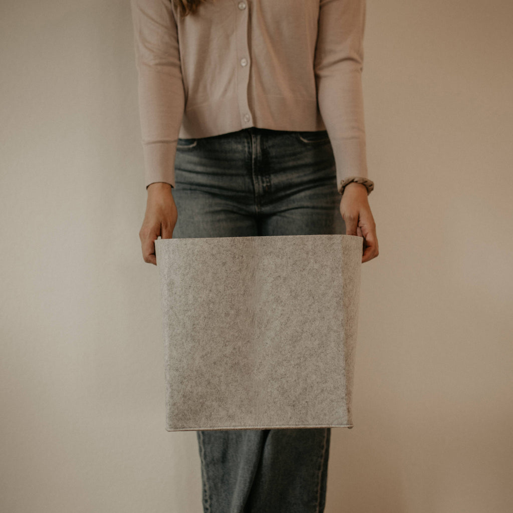 Felt Cube Storage Bin - Gray