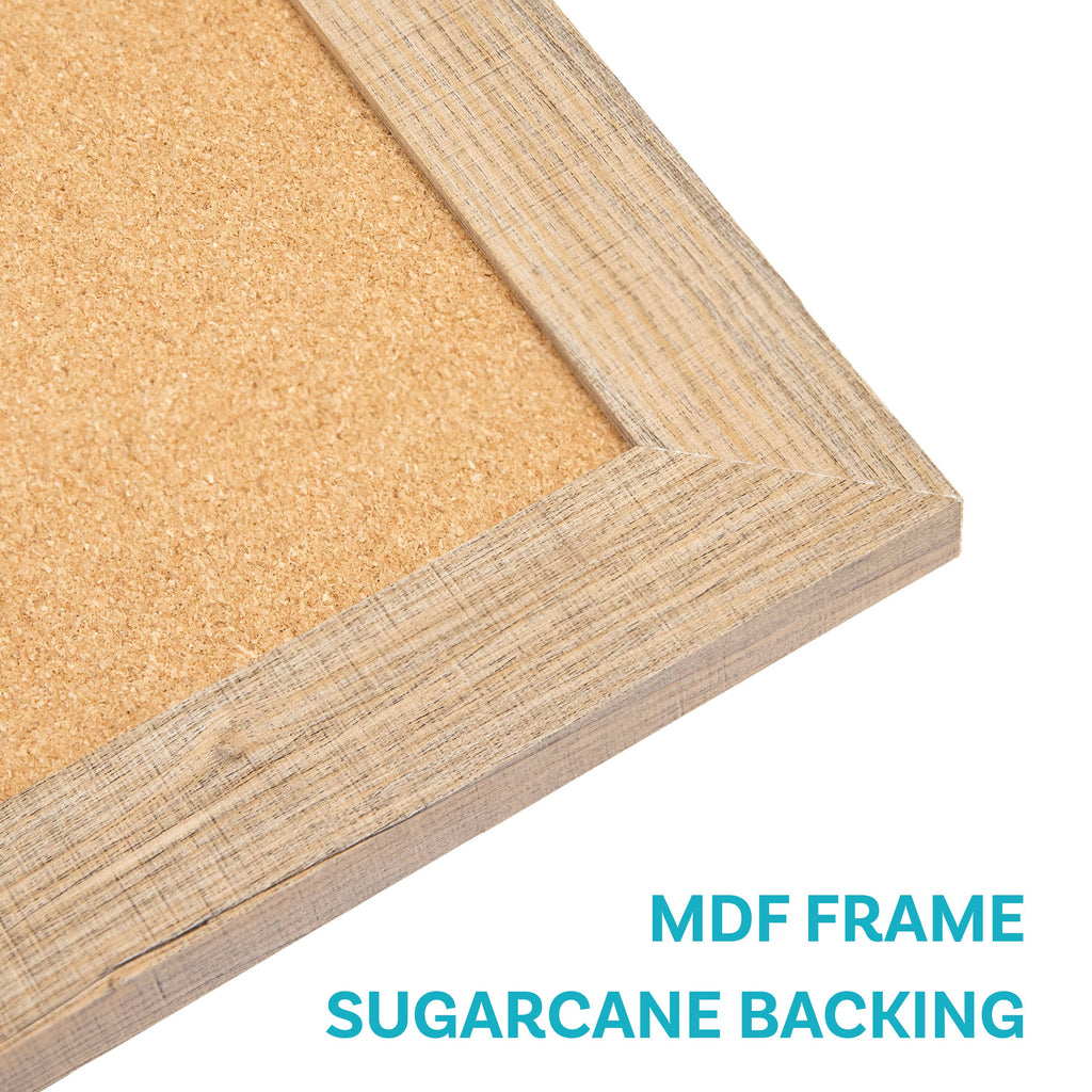 Cork Bulletin Board with MDF Frame and 6 Pushpins