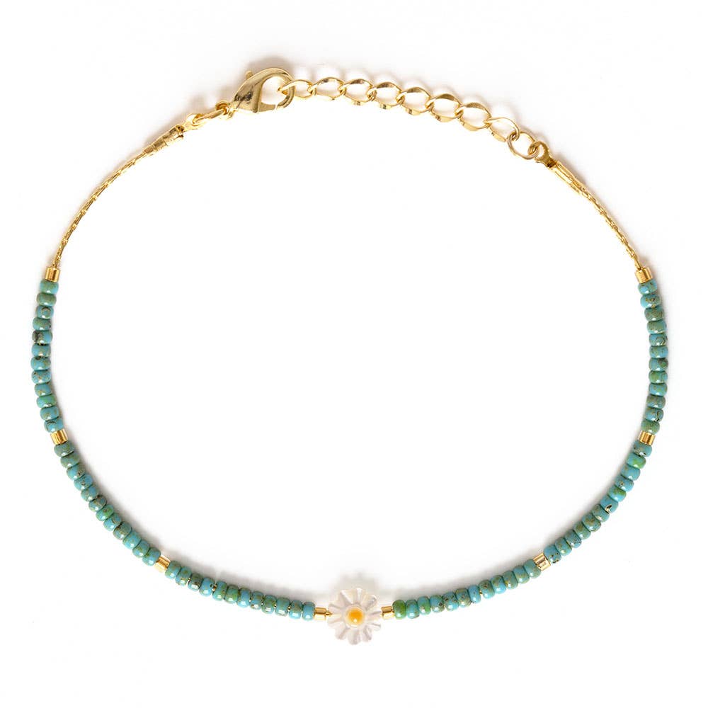 Daisy Miyuki Bead Friendship Bracelet: Blue Picasso