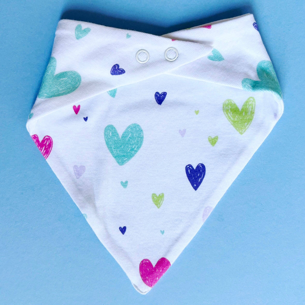 Baby Kerchief Bib-Hearts (Handmade): Red