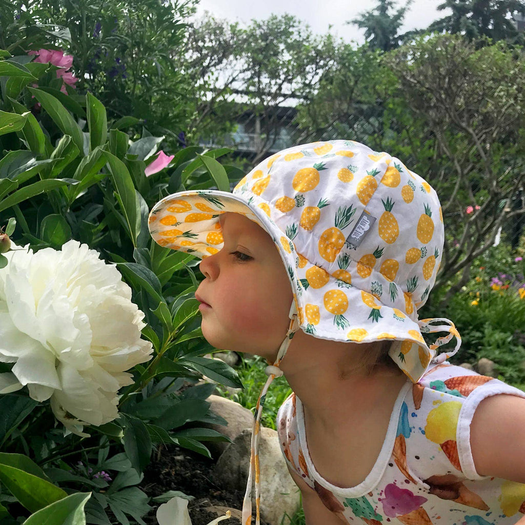 Yellow Pineapple | Cotton Floppy Sun Hat: S