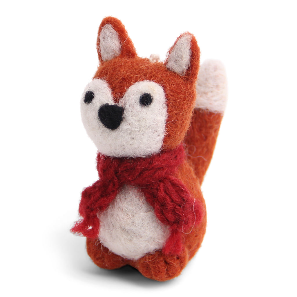 Felt Fox with Scarf Christmas Ornament