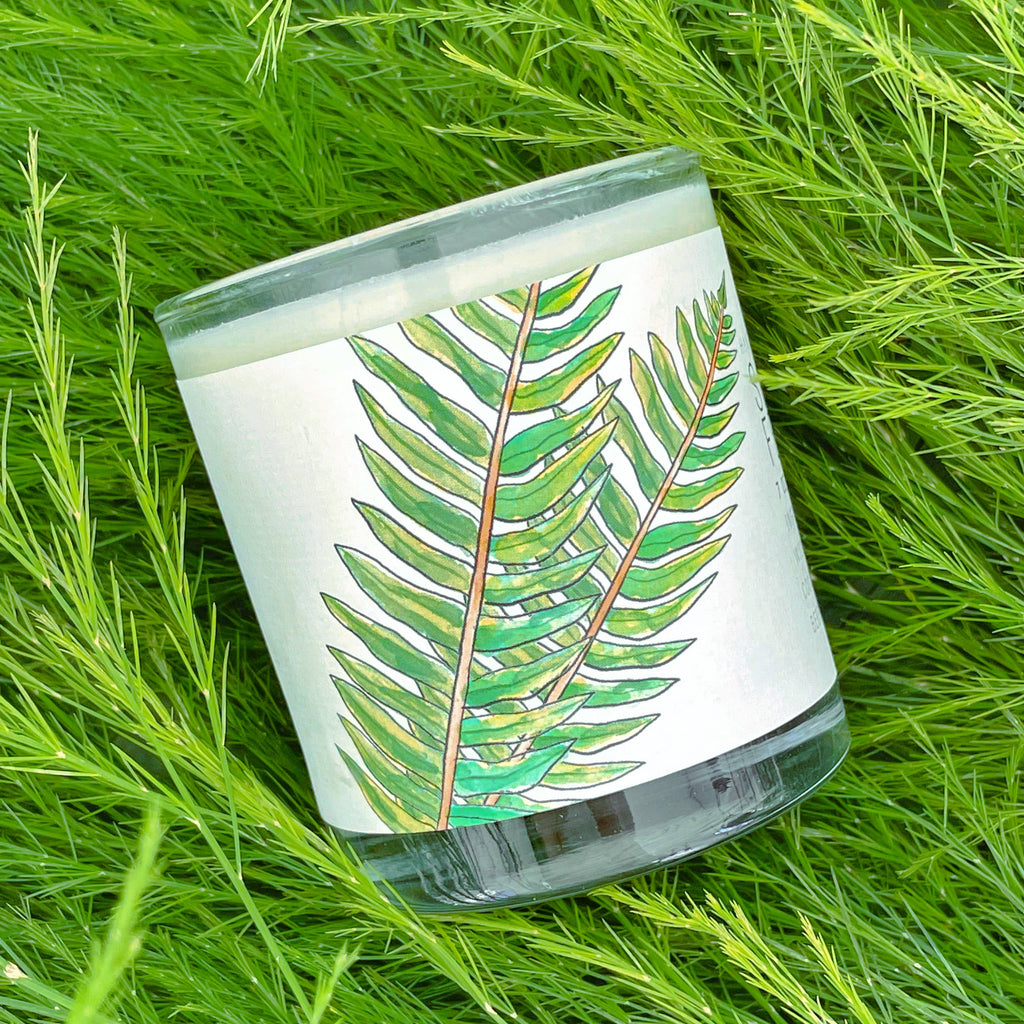 Sandalwood Fern - Just Bee Candles: 13 oz (up to 60 hrs of clean burning)