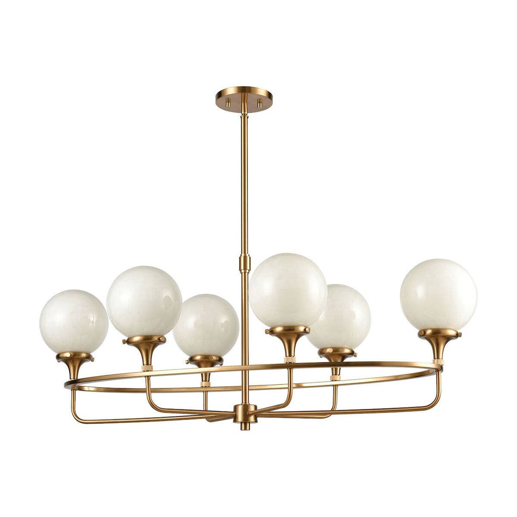Beverly Hills 6-Light Satin Brass Chandelier Light Fixture