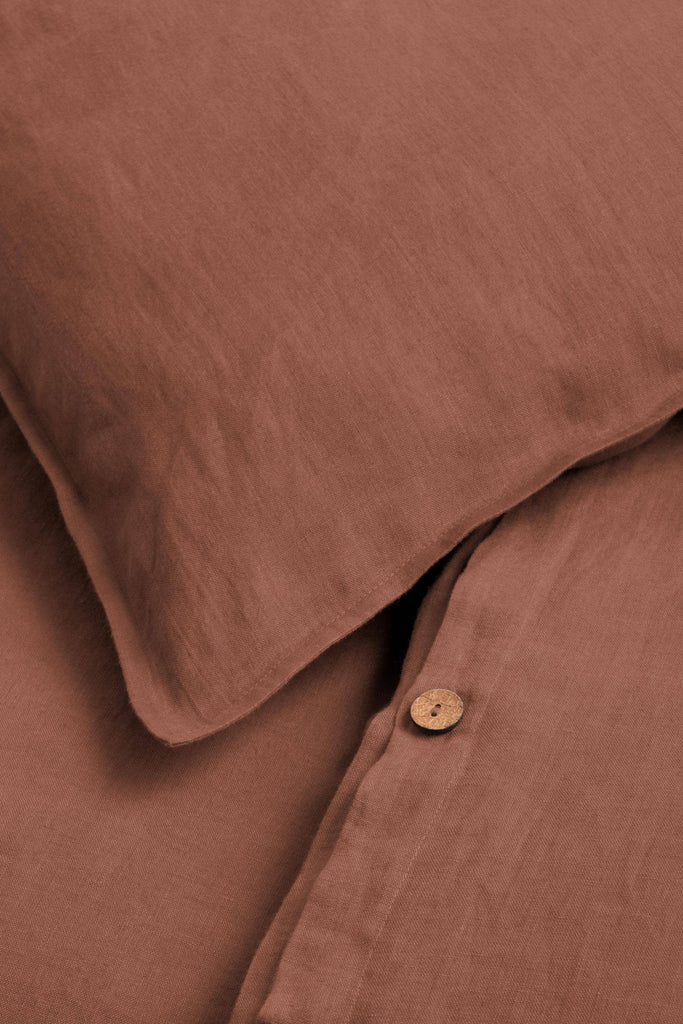 Linen Slumber Solid Duvet Cover-Cinnamon Brown