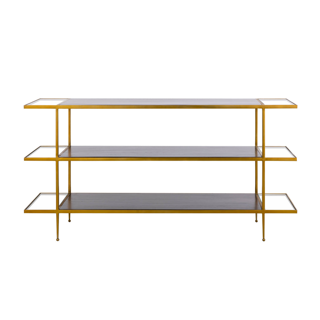 Carrick Modern 3-Tier Brass Metal and Wood Console Table