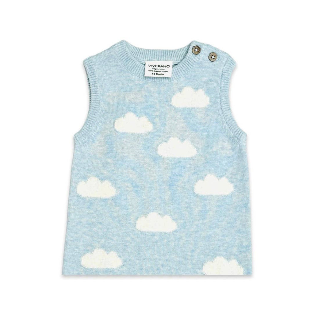 Clouds Jacquard Knit Baby Romper (Organic Cotton): 6-12M / Sky Heather