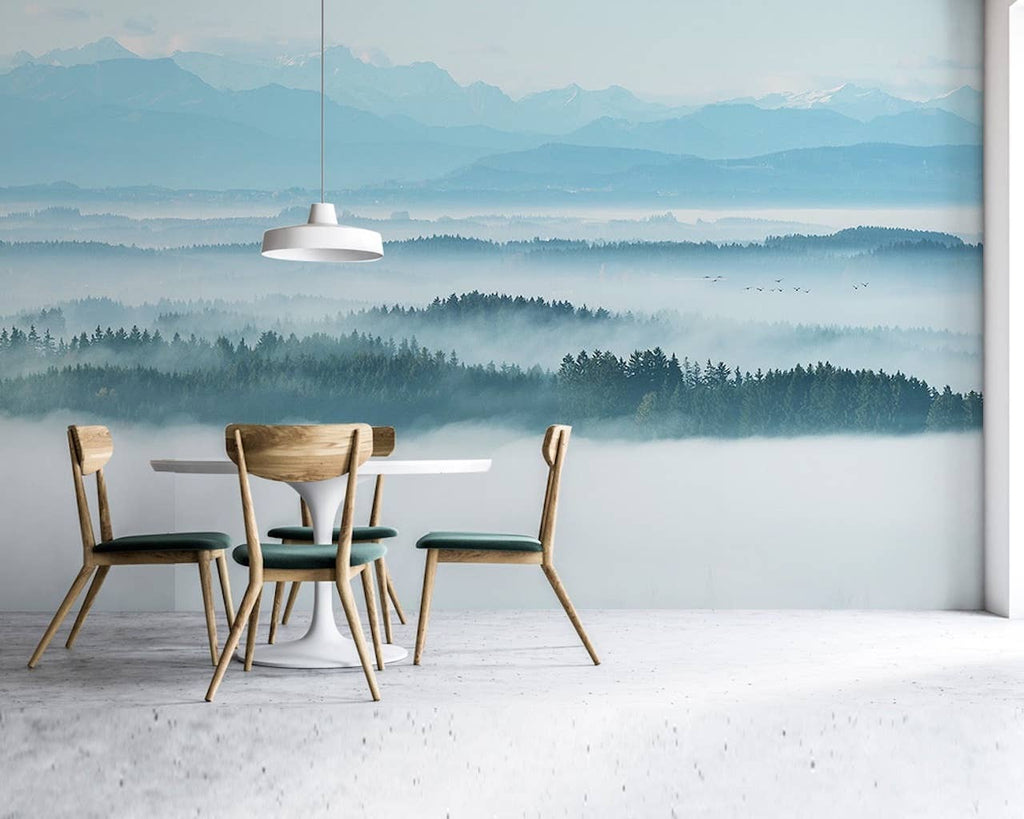 Misty Nature Mountain Non-Woven Removable Wallpaper