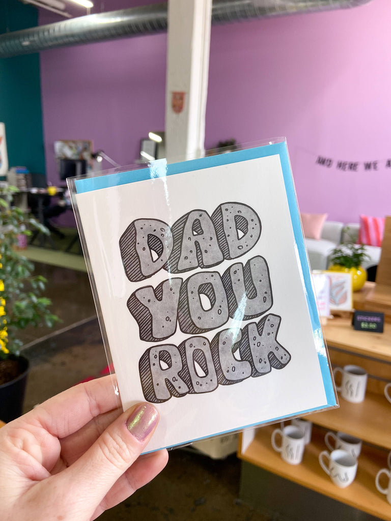 Dad You Rock Father's Day Letterpress Greeting Card