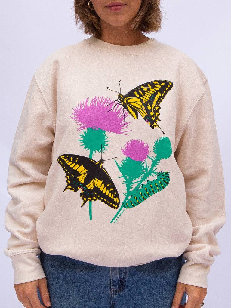 Jen Kindell Butterfly Garden Crewneck Sweatshirt Cream