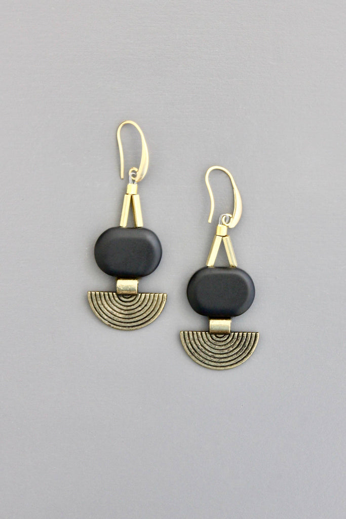 Black Agate Geometric Earrings