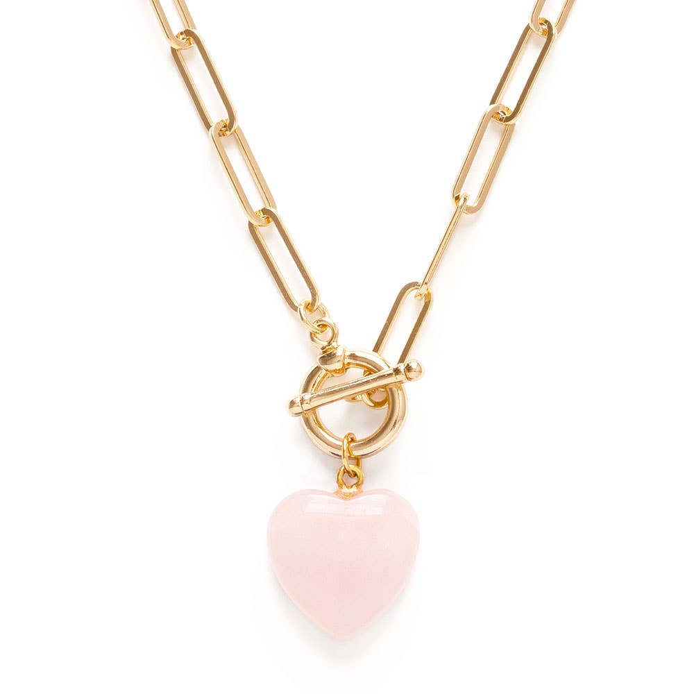 Roxy Chain Toggle Clasp Heart Necklace: Amethyst