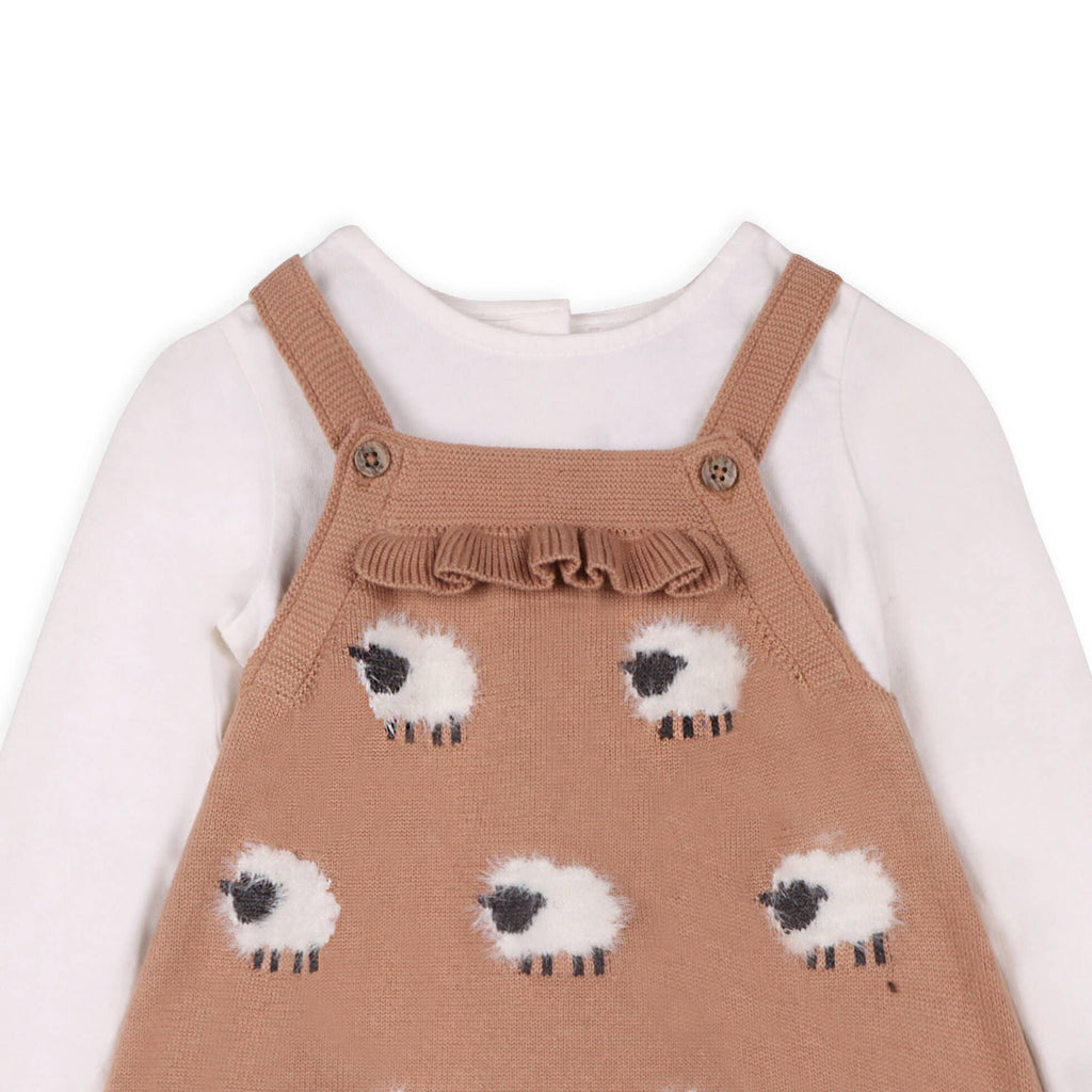 Sheep Jacquard Knit Baby Tunic Dress Set (Organic)