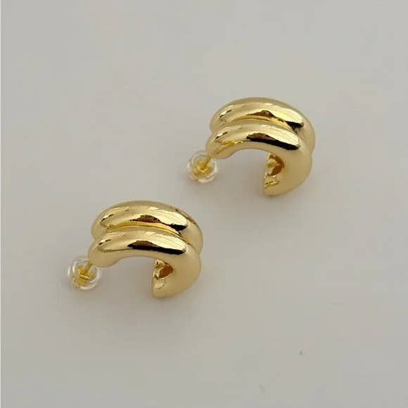 Gold Chunky Crescent Earrings