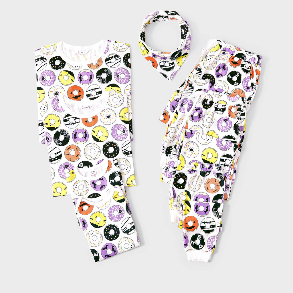 Halloween Family Spooky Donuts Pajamas Set(Flame Resistant)